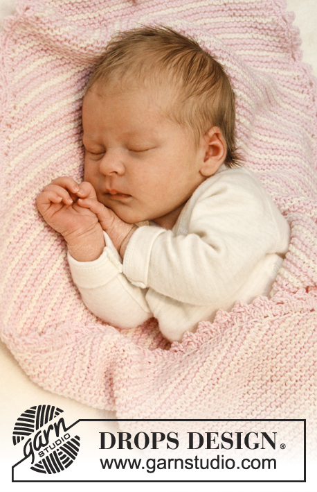 Dream Date / DROPS Baby 25-1 - Rillestrikket babyteppe med striper strikket fra hjørne til hjørne i DROPS BabyMerino