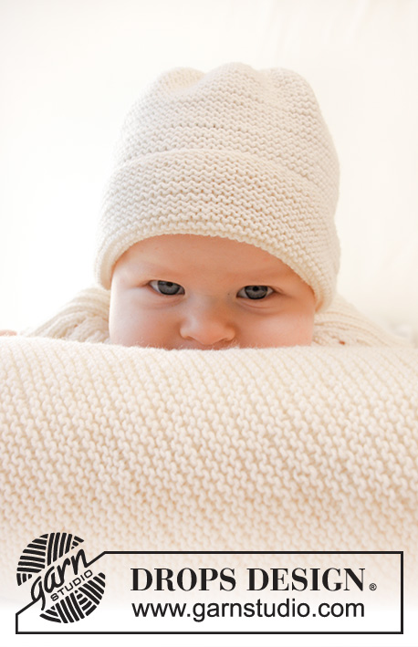 Peek-a-boo / DROPS Baby 25-10 - Dětská čepice pletená vroubkovým vzorem z příze DROPS BabyMerino. Velikost: nedonošenci – 4 roky