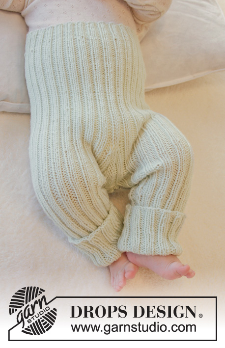 First Impression Pants / DROPS Baby 25-27 - Dětské kalhoty - kamaše pletené pružným vzorem z příze DROPS BabyMerino. Velikost: nedonošenci – 4 roky