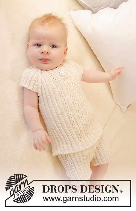 Simply Sweet Singlet / DROPS Baby 25-31 - Undertrøje strikket i rib ovenfra og ned med raglan og hulmønster i DROPS BabyMerino. Str præmatur - 4 år