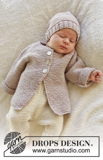 Sleep Tight / DROPS Baby 25-33 - Knitted baby jacket in garter st with raglan in DROPS BabyMerino. Size premature - 4 years.