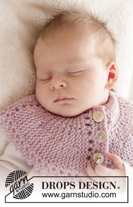 Serene / DROPS Baby 25-5 - Rillestrikket hals med picotkant til baby i DROPS Karisma. Str 0  - 4 år