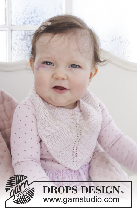 Giggles in Pink / DROPS Baby 29-17 - Előke kisbabáknak, lustakötéssel, és csipkemintával.