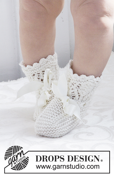 My Fairy Booties / DROPS Baby 29-2 - Ponožky – botičky ke slavnostním příležitostem nebo ke křtu pletené z příze DROPS Cotton Merino. Velikost 15 -23.