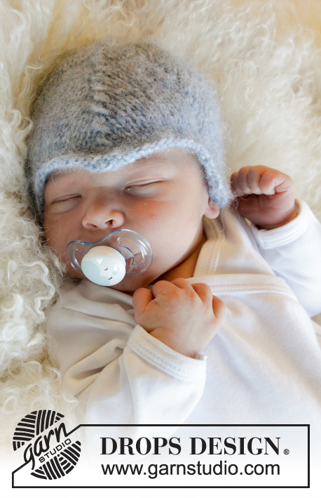 Milian / DROPS Baby 31-22 - DROPS Air lõngast kootud pitsmustriga beebi müts vastsündinud beebile kuni 4 aastasele lapsele