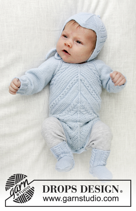 Celestina / DROPS Baby 31-6 - Knitted baby body with lace pattern and cables. Sizes premature - 4 years. Piece is worked in DROPS BabyMerino.