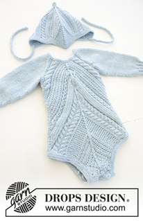 Celestina / DROPS Baby 31-6 - Knitted baby body with lace pattern and cables. Sizes premature - 4 years. Piece is worked in DROPS BabyMerino.