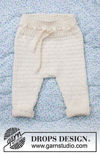 Winter Baby / DROPS Baby 33-12 - Komplet niemowlęcy lub dziecięcy: spodnie i czapka na drutach z włóczki DROPS Merino Extra Fine.