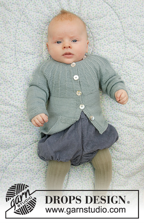 Baby Business / DROPS Baby 33-19 - Chaqueta para bebés con canesú redondo y patrón texturado, tejido de arriba para abajo en DROPS BabyMerino. Tallas: Prematuro hasta 2 años.
