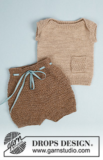 Baby Pockets / DROPS Baby 33-22 - Colete tricotado para bebé, em DROPS Flora. Tamanhos : 0 - 6 anos.