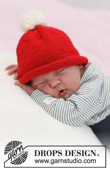 Itsy Bitsy Santa / DROPS Baby 36-15 - DROPS BabyMerino lõngast kootud müts beebile või lastele jõuludeks enneaegsele kuni 4 aastasele