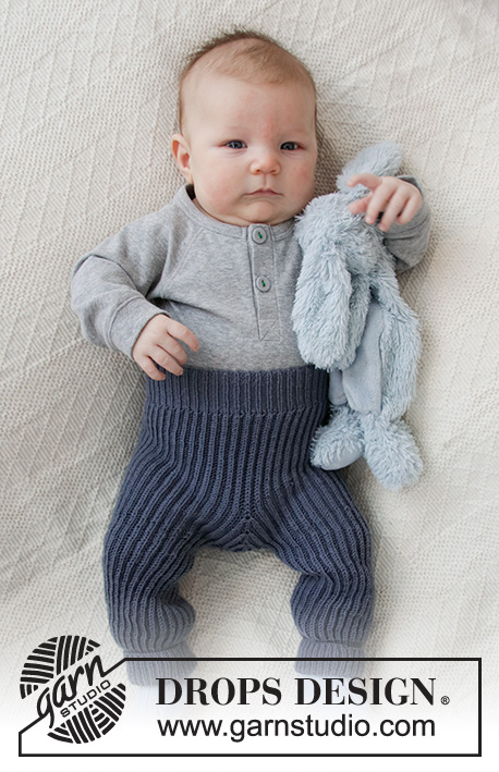 Early Nap Pants / DROPS Baby 36-5 - Pantalon tricoté de haut en bas pour bébé, en DROPS Baby Merino, en côtes anglaises. De la taille Prématuré au 4 ans.