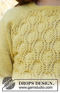 Sweet Marigold Sweater / DROPS Baby & Children 38-12 - Knitted jumper for baby and kids in DROPS BabyMerino. Piece is knitted top down with raglan pattern and lace pattern. Size 6 month - 8 years