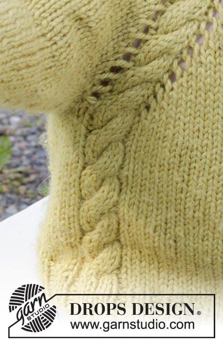 Baby Leaf Sweater / DROPS Baby & Children 38-9 - Dziecięcy sweter na drutach, przerabiany od góry do dołu z włóczki DROPS Alaska, z reglanowymi rękawami i warkoczami. Od 6 miesięcy do 8 lat.