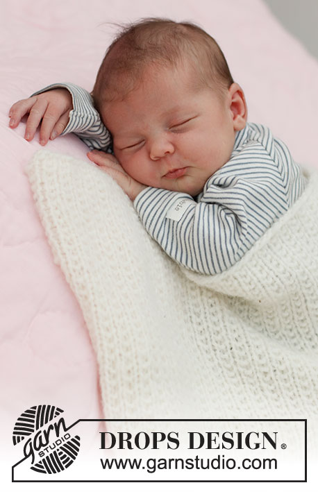 Stitches In Time / DROPS Baby & Children 39-3 - Manta tricotada para bebé em DROPS Air, em ponto texturado. Tema: Manta para Bebé