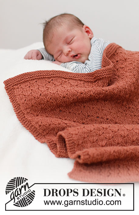 Terracotta Dreams / DROPS Baby & Children 39-6 - Manta tricotada para bebé em DROPS Merino Extra Fine. Tricota-se em idas e voltas, em ponto texturado e em ponto jarreteira. Tema: Manta para Bebé