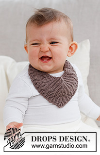 Little Peanut / DROPS Baby 42-15 - Bavoir tricoté pour bébé, en côtes anglaises, en DROPS Baby Merino. Du 1 au 18 mois.