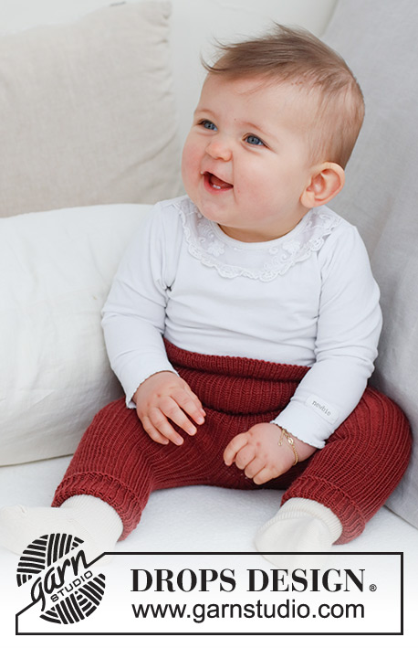 Cutipie Pants / DROPS Baby 42-16 - Knitted trousers for babies and children in DROPS BabyMerino. The piece is worked top down, with ribbed edges and elasticated waist. Sizes 0 to 4 years. 