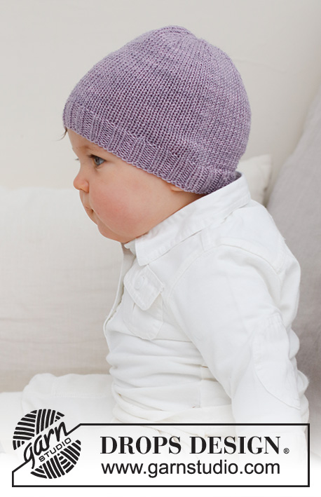 Sweetheart Beanie / DROPS Baby 42-18 - Knitted hat for babies and children in DROPS BabyMerino. The piece is worked with rib and stocking stitch. Sizes 0 to 4 years.