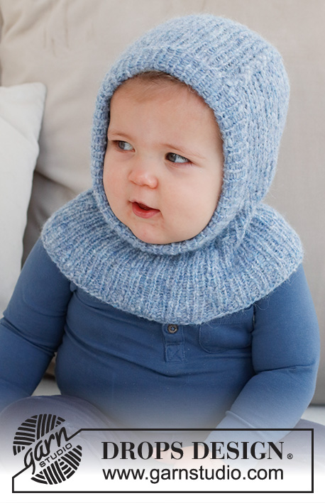 Chilly Day Balaclava / DROPS Baby 42-20 - DROPS Air lõngast kootud soonikuga tuukrimüts vastusündinud beebile kuni 4 aastasele lapsele