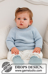 Dream in Blue / DROPS Baby 42-5 - DROPS Merino Extra Fine lõngast ülevalt alla kootud raglaanvarrukatega džemper vastsündinud beebile kuni 4 aastasele lapsele