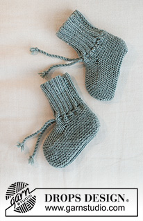 Tide Socks / DROPS Baby 43-20 - DROPS BabyMerino lõngast ripskoes kootud sussid suurustele enneaegsele vastsündinud beebile kuni 4 aastasele lapsele