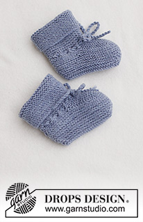 Lavender Socks / DROPS Baby 43-21 - Niemowlęce i dziecięce kapcie na drutach, ściegiem francuskim, z włóczki DROPS BabyMerino. Od wcześniak do 4 lat.