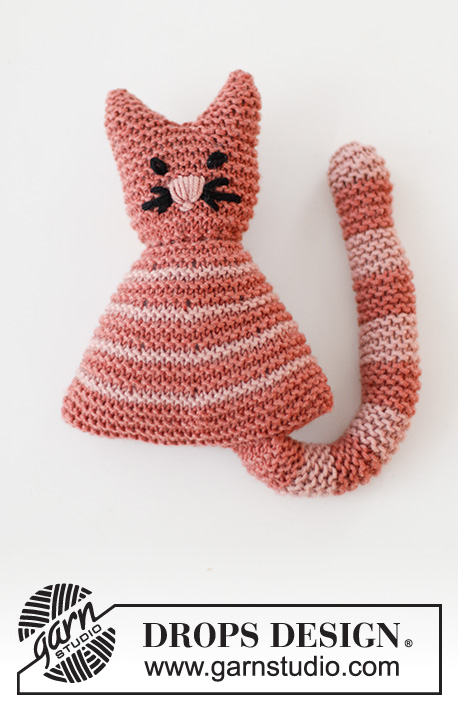 Cleo the Cat / DROPS Baby 43-22 - Gestrickte Katze für Babys und Kinder in DROPS Merino Extra Fine. Thema: Kuscheltiere.