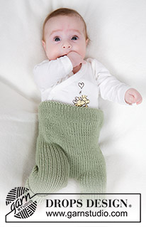 Ready to Stroll / DROPS Baby 45-17 - Calças tricotadas para bebé em DROPS Merino Extra Fine. Tricota-se de cima para baixo, em canelado. Tamanhos: 0 - 4 anos.