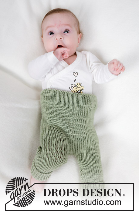 Ready to Stroll / DROPS Baby 45-17 - Calças tricotadas para bebé em DROPS Merino Extra Fine. Tricota-se de cima para baixo, em canelado. Tamanhos: 0 - 4 anos.