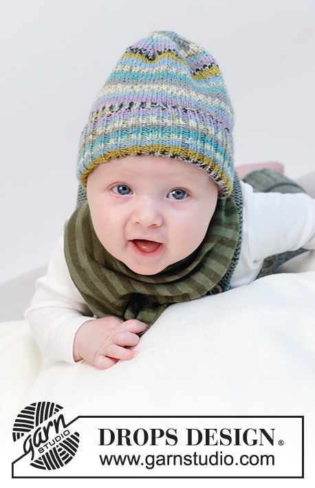 Thief of Hearts Hat / DROPS Baby 45-18 - Knitted hat for babies and children in DROPS Fabel. The piece is worked with rib and stockinette stitch. Sizes 0 to 4 years.