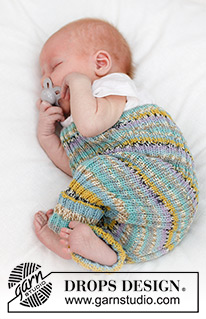 Striped Dreams / DROPS Baby 45-2 - Gestrickte Hose für Babys in DROPS Fabel. Die Arbeit wird im Rippenmuster gestrickt. Größe 0 bis 4 Jahre.