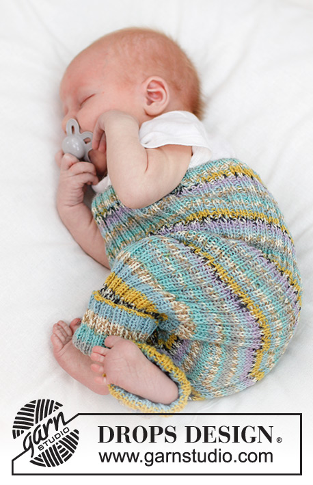 Striped Dreams / DROPS Baby 45-2 - Calças tricotadas para bebé, em canelado, em DROPS Fabel. Tamanhos: 0 - 4 anos.
