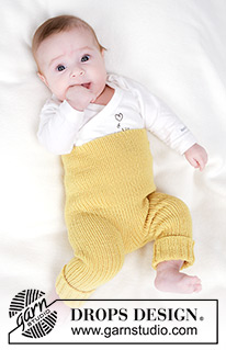 Ready to Stroll / DROPS Baby 45-6 - Strikket bukse til baby i DROPS BabyMerino. Arbeidet strikkes ovenfra og ned i vrangbord. Størrelse 0 til 4 år.
