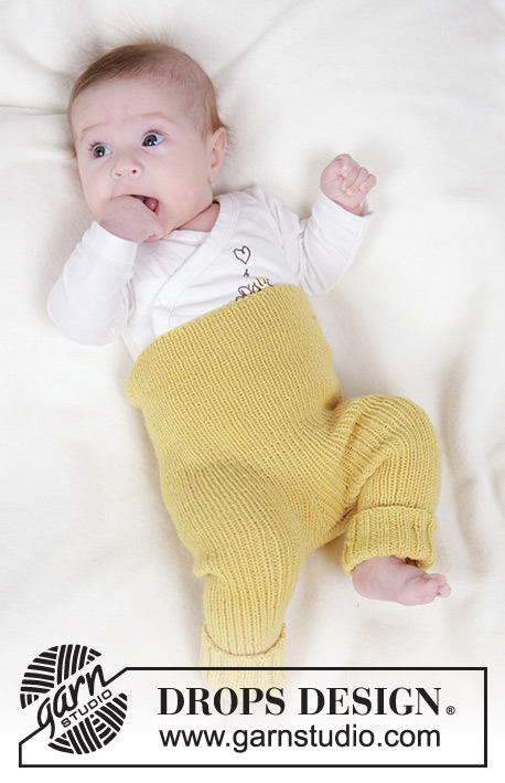 Ready to Stroll / DROPS Baby 45-6 - Pantalon tricoté pour bébé en DROPS BabyMerino. Se tricote de haut en bas en côtes. Du 0 au 4 ans