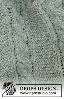 Soft Dream Blanket / DROPS Baby 46-11 - Knitted baby blanket in DROPS Sky. The piece is worked back and forth, with cables and garter stitch.