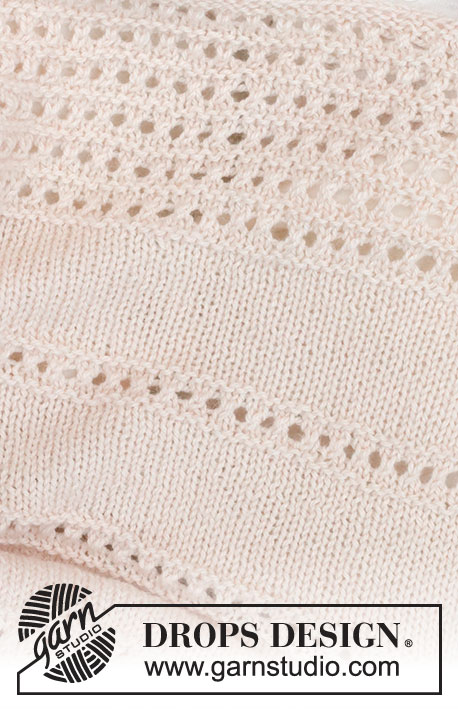 Dream Sand Blanket / DROPS Baby 46-12 - Manta tricotada para bebé em DROPS BabyMerino. Tricota-se em ponto rendado e ponto jarreteira.