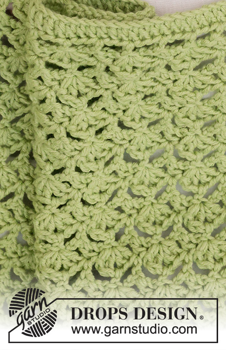Green Bliss Blanket / DROPS Baby 46-14 - Vauvan virkattu peitto DROPS Cotton Merino -langasta. Työssä on pitsikuvioita.