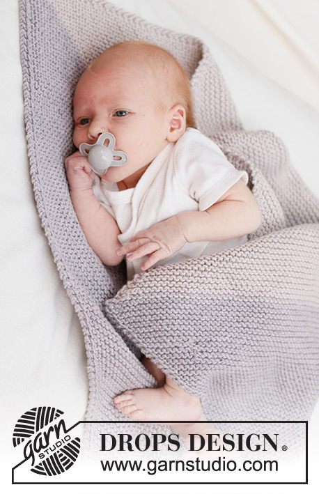Nap Companion Blanket / DROPS Baby 46-16 - Gestrickte Decke für Babys in DROPS Big Merino. Die Arbeit wird kraus rechts von Ecke zu Ecke gestrickt. Thema: Babydecke