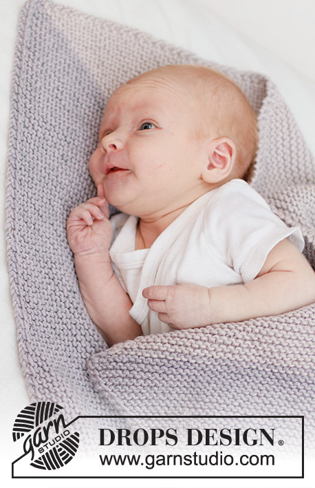 Nap Companion Blanket / DROPS Baby 46-16 - Vauvan kulmasta kulmaan neulottu peitto DROPS Big Merino -langasta. Työssä on ainaoikeinneuletta. Teema: Vauvanpeitto