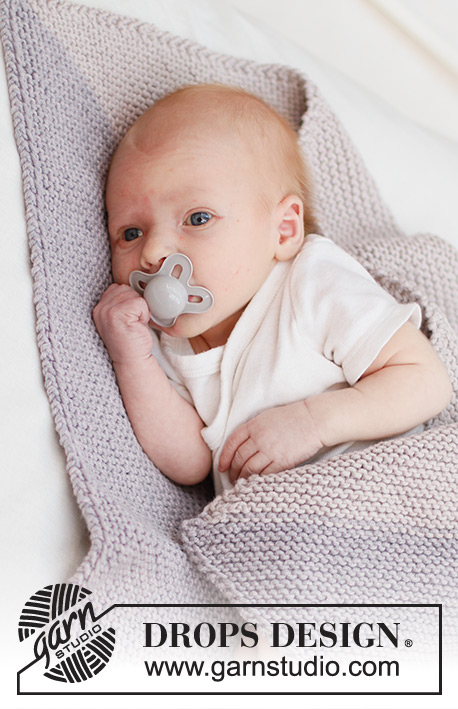 Nap Companion Blanket / DROPS Baby 46-16 - Vauvan kulmasta kulmaan neulottu peitto DROPS Big Merino -langasta. Työssä on ainaoikeinneuletta. Teema: Vauvanpeitto