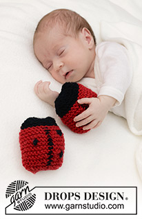 Sweet Ladybug / DROPS Baby 46-20 - DROPS Merino Extra Fine lõngast ripskoes edasi-tagasi kootud mänguasi lepatriinu beebile