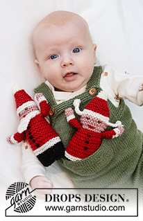 Hello Santa / DROPS Baby 46-21 - Strikket leke nisse til baby og barn i DROPS Merino Extra Fine. Arbeidet strikkes nedenfra og opp i riller med broderte øyne og munn.