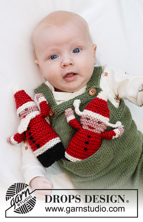Hello Santa / DROPS Baby 46-21 - Knitted Santas for babies and children in DROPS Merino Extra Fine. The pieces are worked bottom up, with garter stitch and embroidered faces.