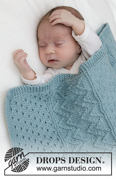 Dot Dot Line Blanket / DROPS Baby 46-3 - Vauvan neulottu peitto DROPS Merino Extra Fine -langasta. Työ neulotaan tasona ja työssä on kohoneuletta.