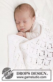 Bright Cuddles Blanket / DROPS Baby 46-4 - Strikket babyteppe i DROPS Big Merino. Arbeidet strikkes i hullmønster.