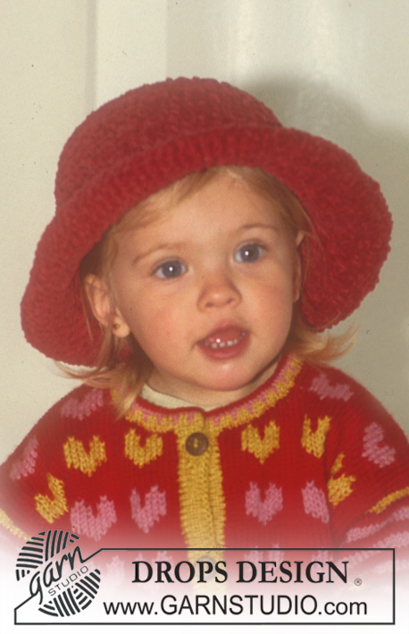 DROPS Baby 5-24 - Virkattu DROPS hattu ”Cotton Chenille” -langasta.