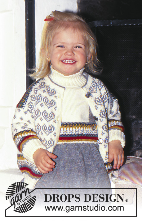 Alpine Joy / DROPS Baby 5-6 - Cardigan, Sweater, Skirt, and Socks in Alpaca with Norwegian Pattern