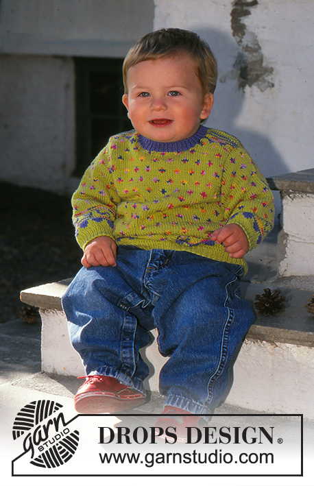 Time to Play! / DROPS Baby 6-10 - Strikket jakke og genser til baby og barn i DROPS Safran. Arbeidet strikkes med border og prikker og kan strikkes med og uten ermhullsfelling. Størrelse 0 - 6 år.