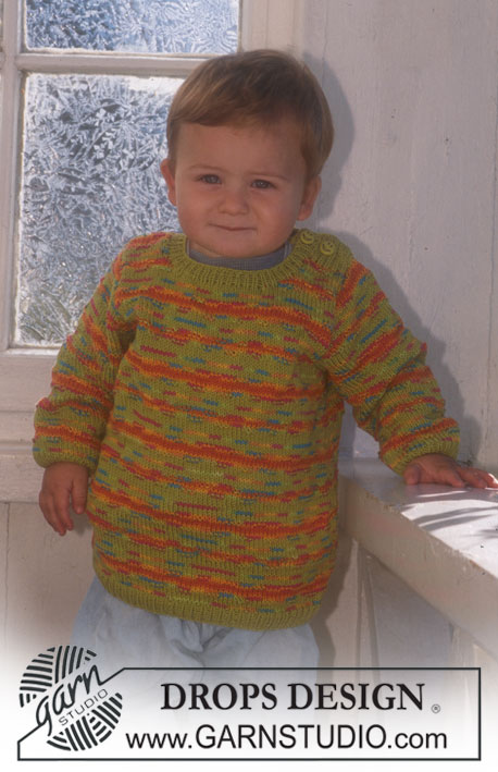 DROPS Baby 6-5 - DROPS Baby 6-5
Csíkos pulóver Safran fonalból (ívelt vagy egyenes karöltőkkel).